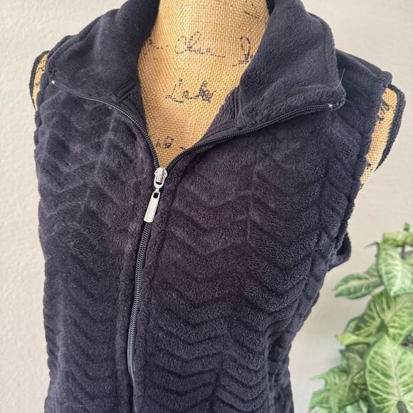 i.b. diffusion Black Fleece Zip-Up Vest Large Chevron Pattern - Picture 4 of 8